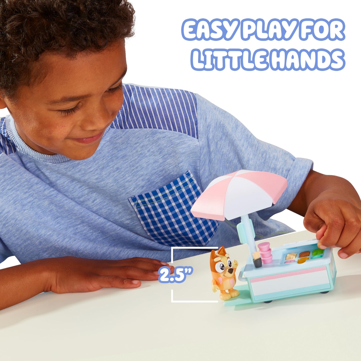 Bluey Vehicle & Figures Ice Cream Cart Playset – Portable Ice Cream Truck with 2.5-Inch Bingo Figure