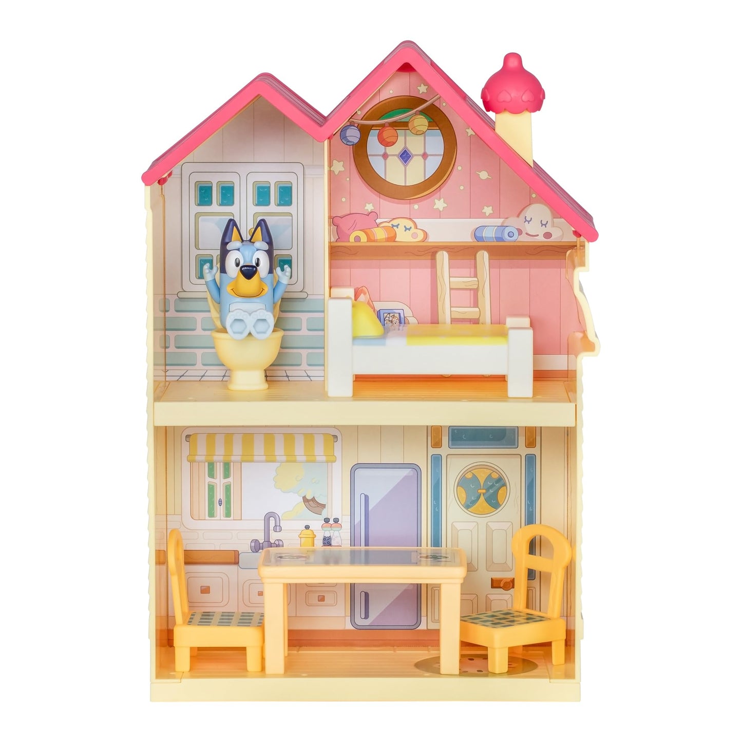 Bluey Mini House Playset – 2.5-Inch Figure, 5 Accessories, 3 Rooms, Carry Handle | Compact Travel Toy