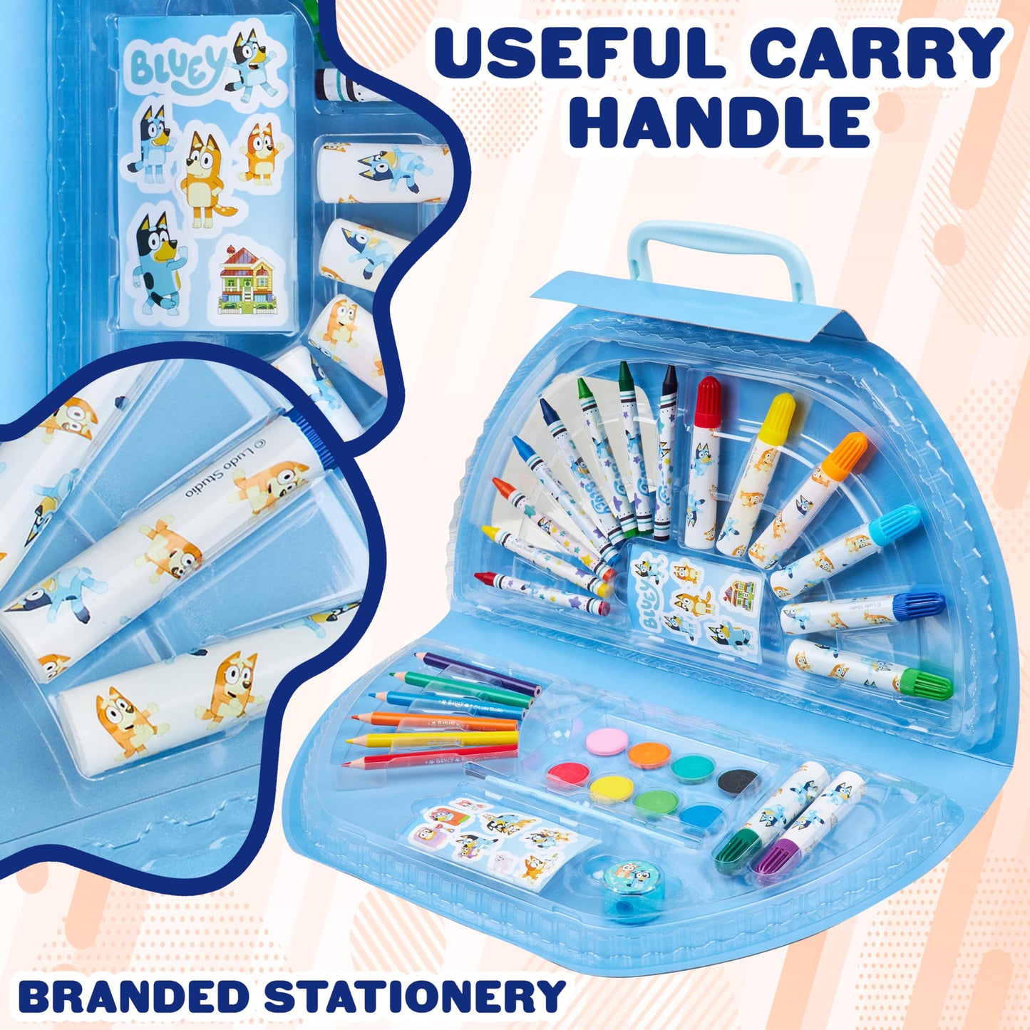 Bluey Colored Pencils Art Kit with Halfmoon Travel Case – Creative Kids Drawing Set