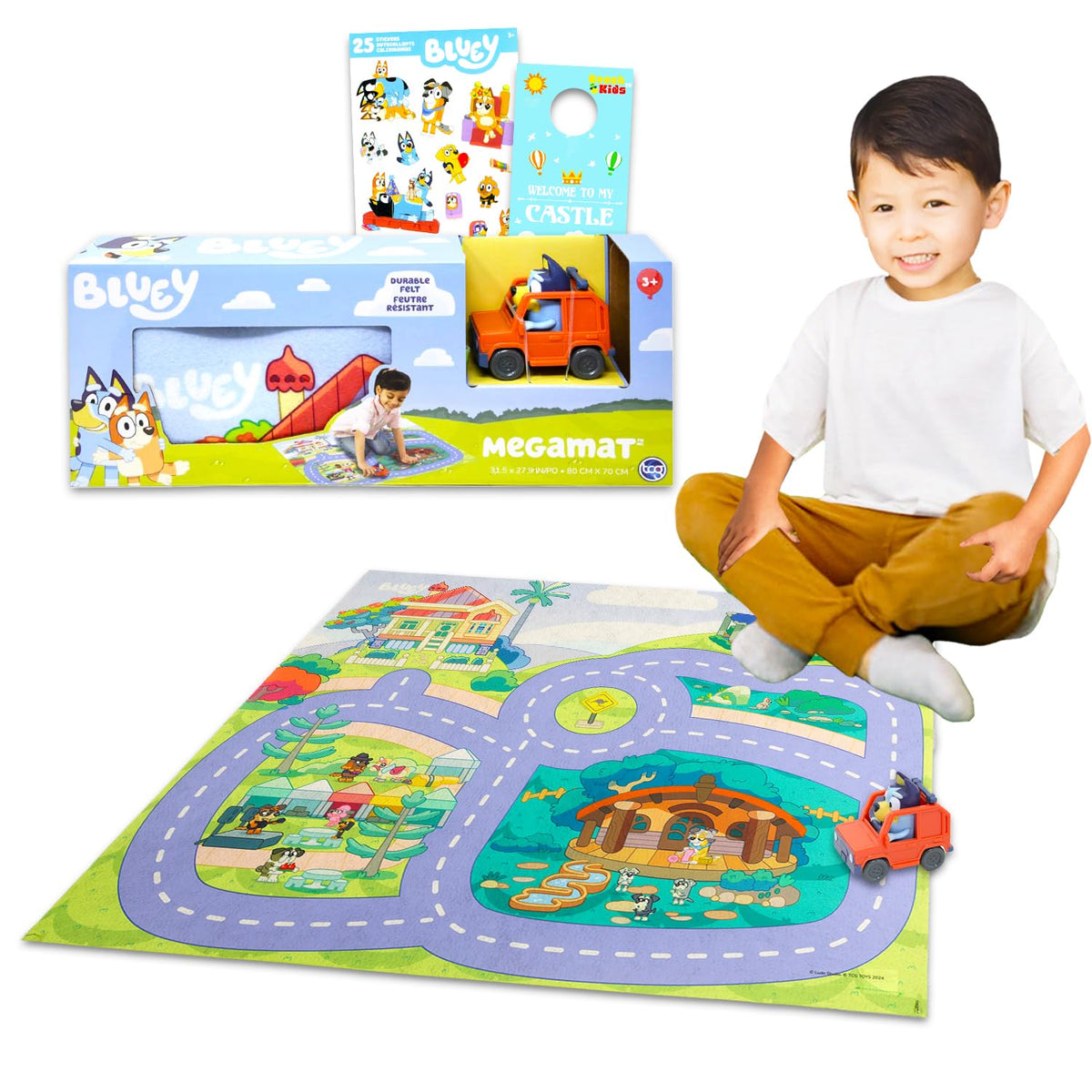 Bluey Play Mat with Car Set for Kids | Multicolor Activity Play Set 3+