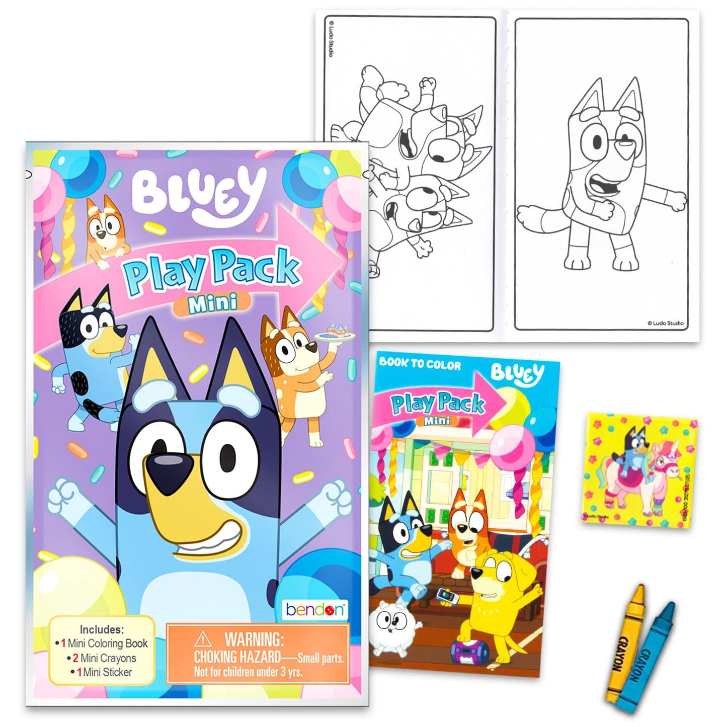 Bluey Play Packs - 10-Pack Party Favors with Coloring Pad, 2 Mini Crayons & Sticker | Officially Licensed