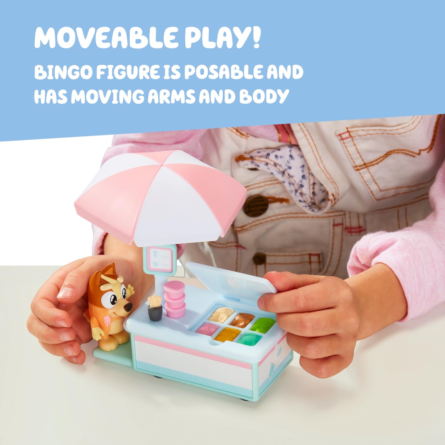 Bluey Vehicle & Figures Ice Cream Cart Playset – Portable Ice Cream Truck with 2.5-Inch Bingo Figure