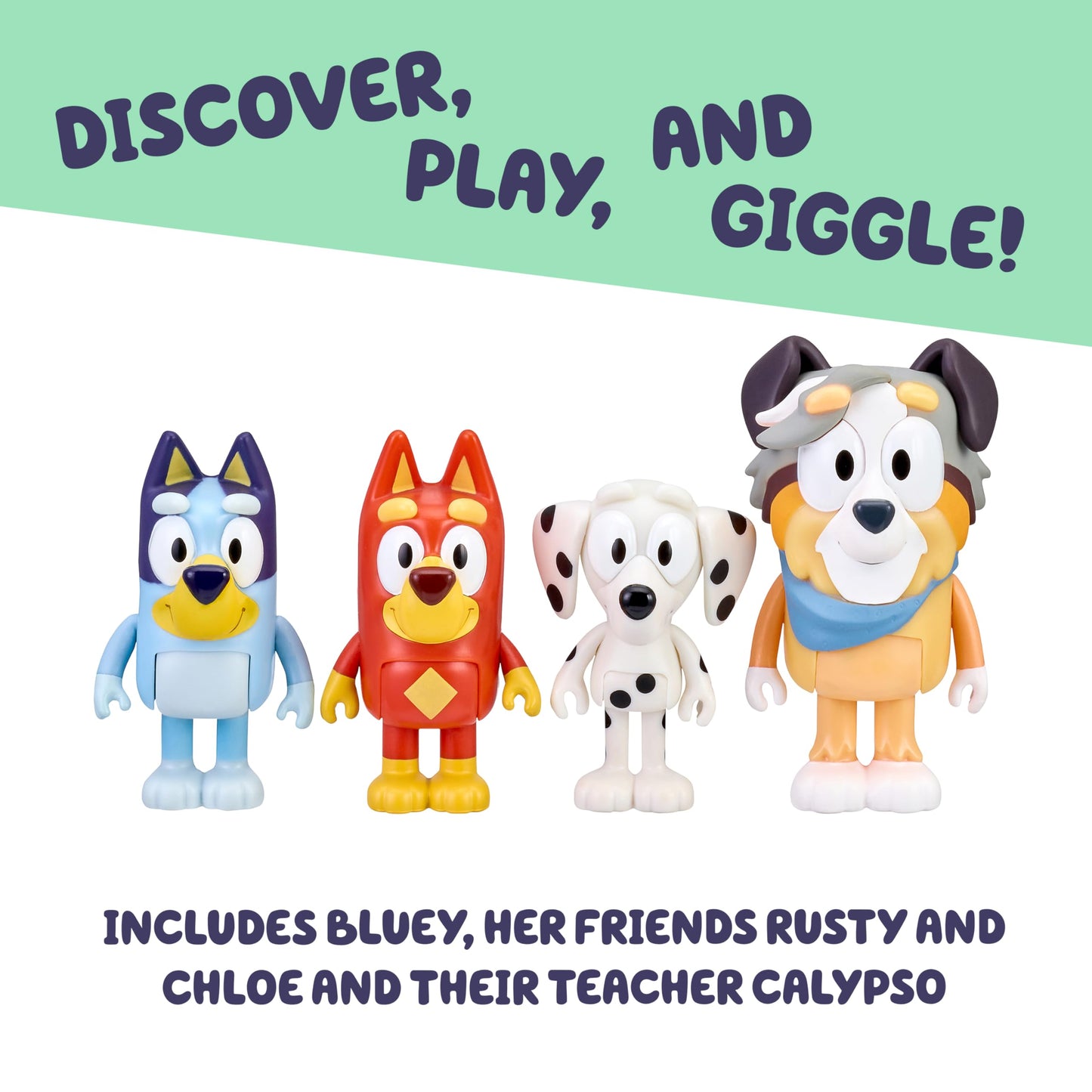 Bluey School Figurines Pack of 4 – Articulated Classroom Friends