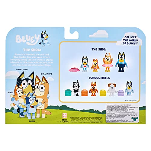 Bluey Showtime Figurine Toys Pack of 4 – Articulated Family Characters for Kids Aged 3+