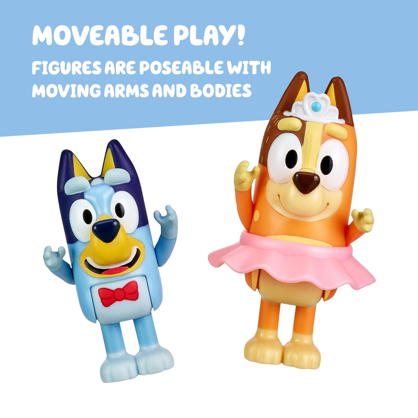 Bluey Showtime Figurine Toys Pack of 4 – Articulated Family Characters for Kids Aged 3+