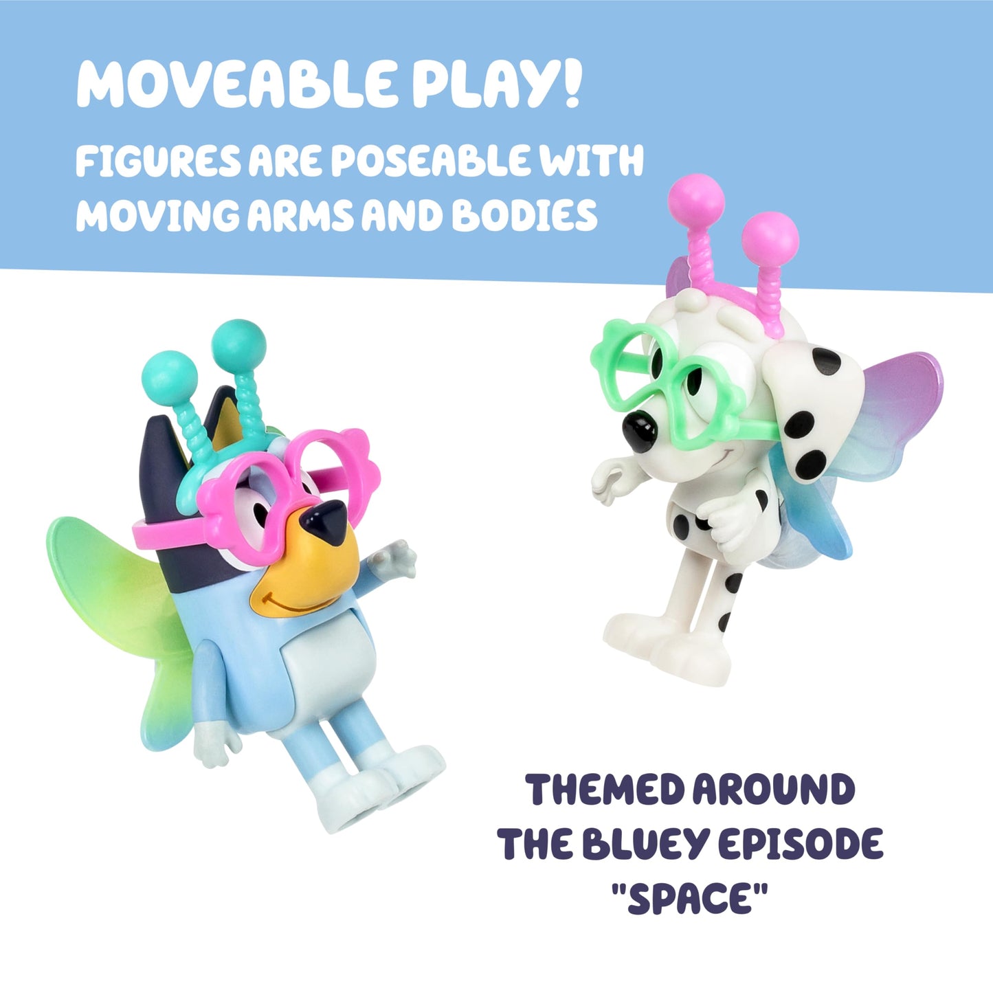 Bluey Alien Toy Figurines Pack — 2 Poseable Figures for Kids 3+