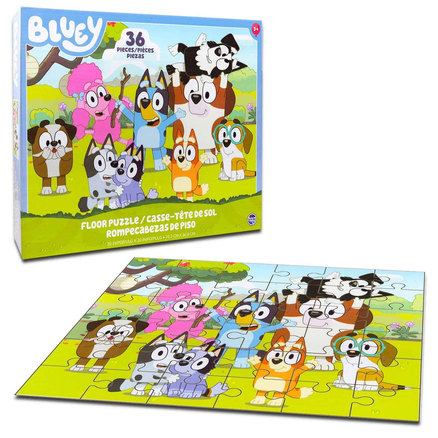 Bluey Floor Puzzle Set – 36-Piece Puzzle, Stickers & Door Hanger | Ages 3-5