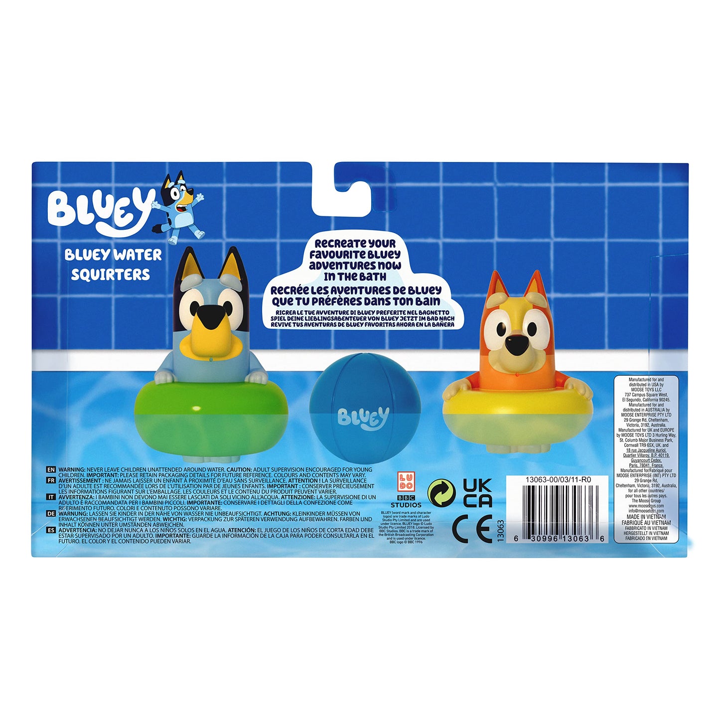 Bluey Bath Squirters Pack of 3 – Lightweight Floating Bath Toys with Bingo & Beach Ball | Ages 3+