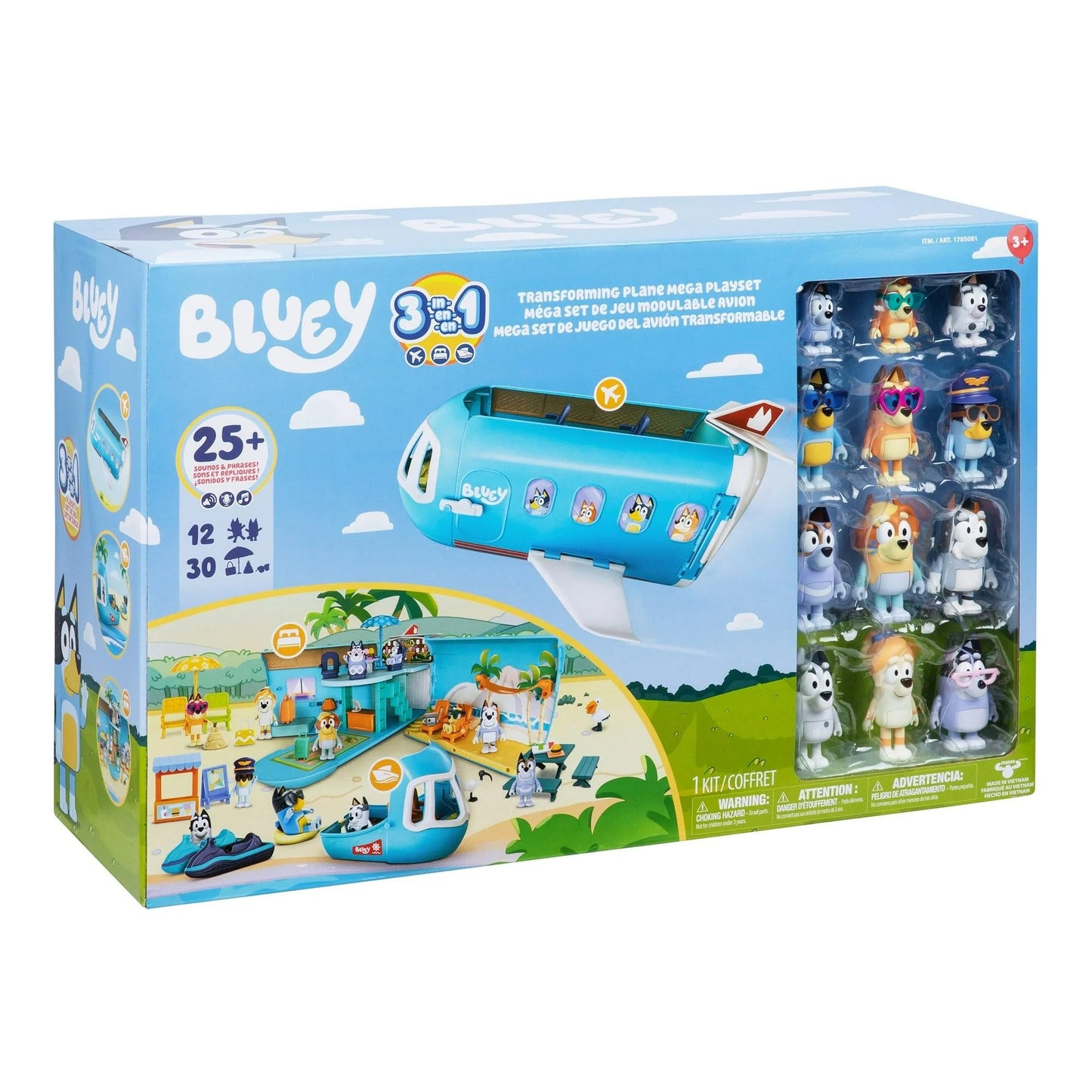 Bluey 3-in-1 Transforming Plane Mega Set | 12 Figures & 30 Play Pieces