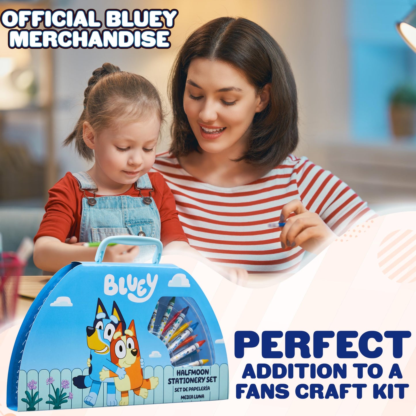 Bluey Colored Pencils Art Kit with Halfmoon Travel Case – Creative Kids Drawing Set