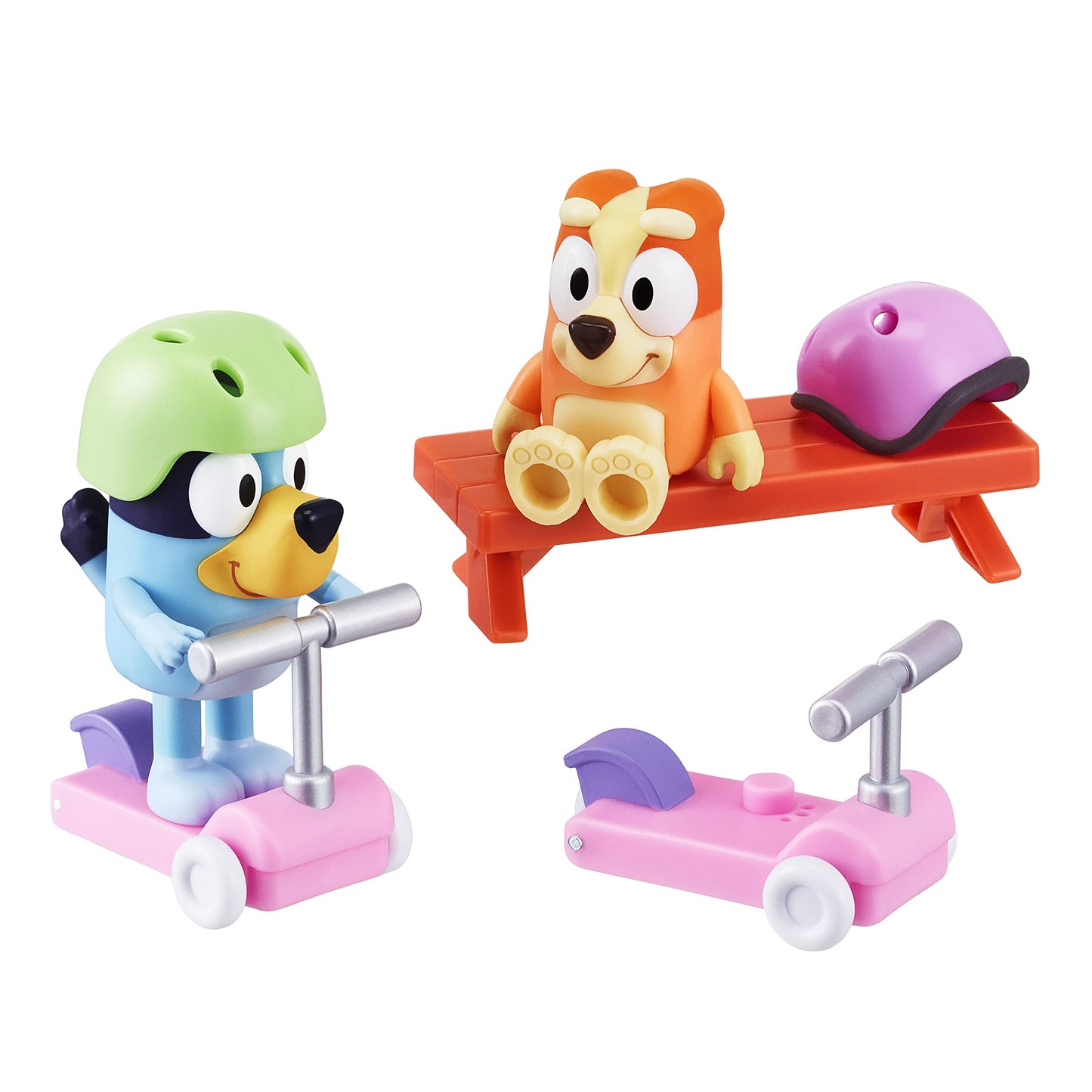 Bluey Vehicle 2-Pack: Bingo & Bluey Scooter Fun – 2.5–3 in Articulated Figures