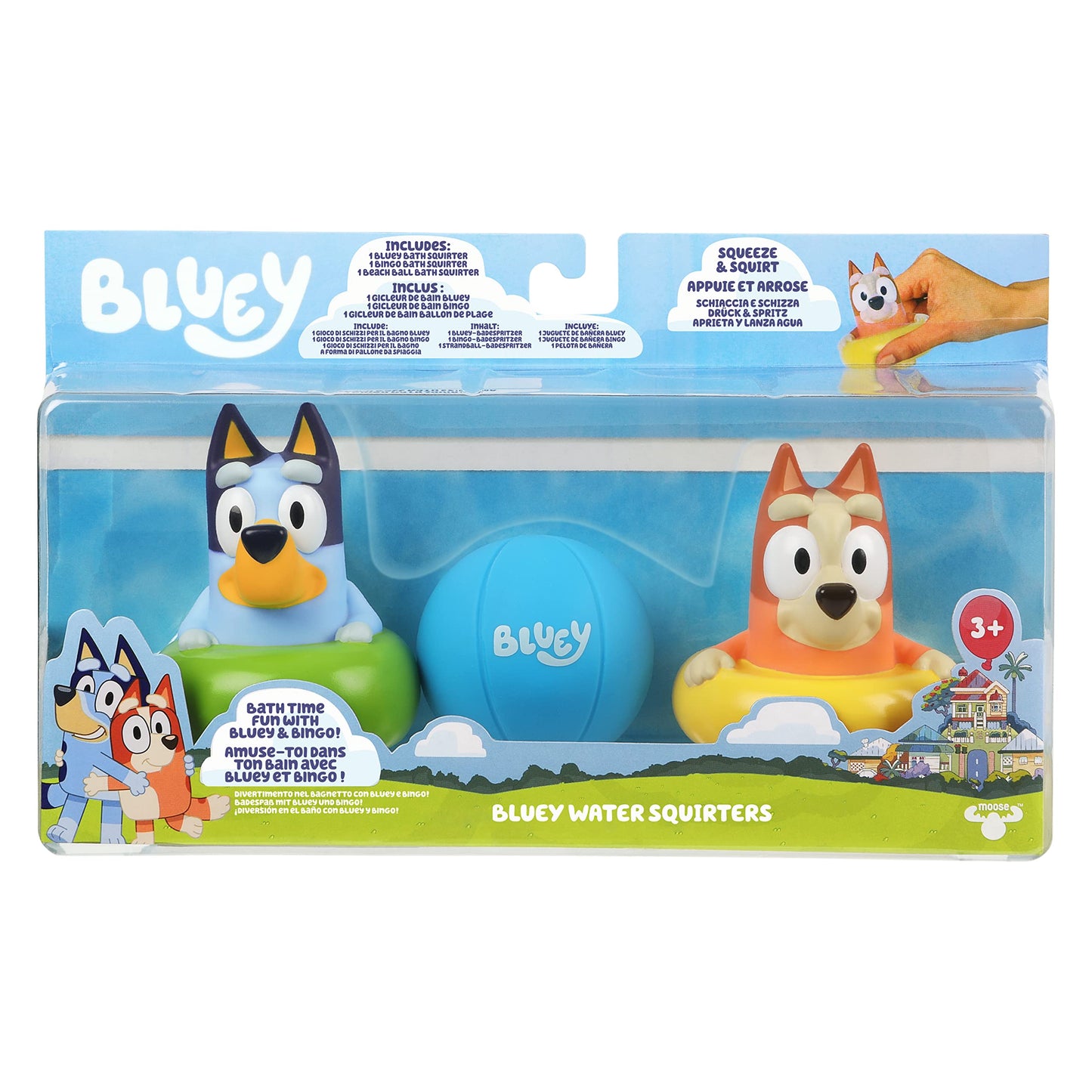 Bluey Bath Squirters Pack of 3 – Lightweight Floating Bath Toys with Bingo & Beach Ball | Ages 3+