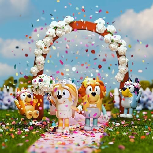 Bluey Wedding Figures Pack — 4 Articulated Characters (Uncle Rad, Frisky, Bingo) | Ages 3+