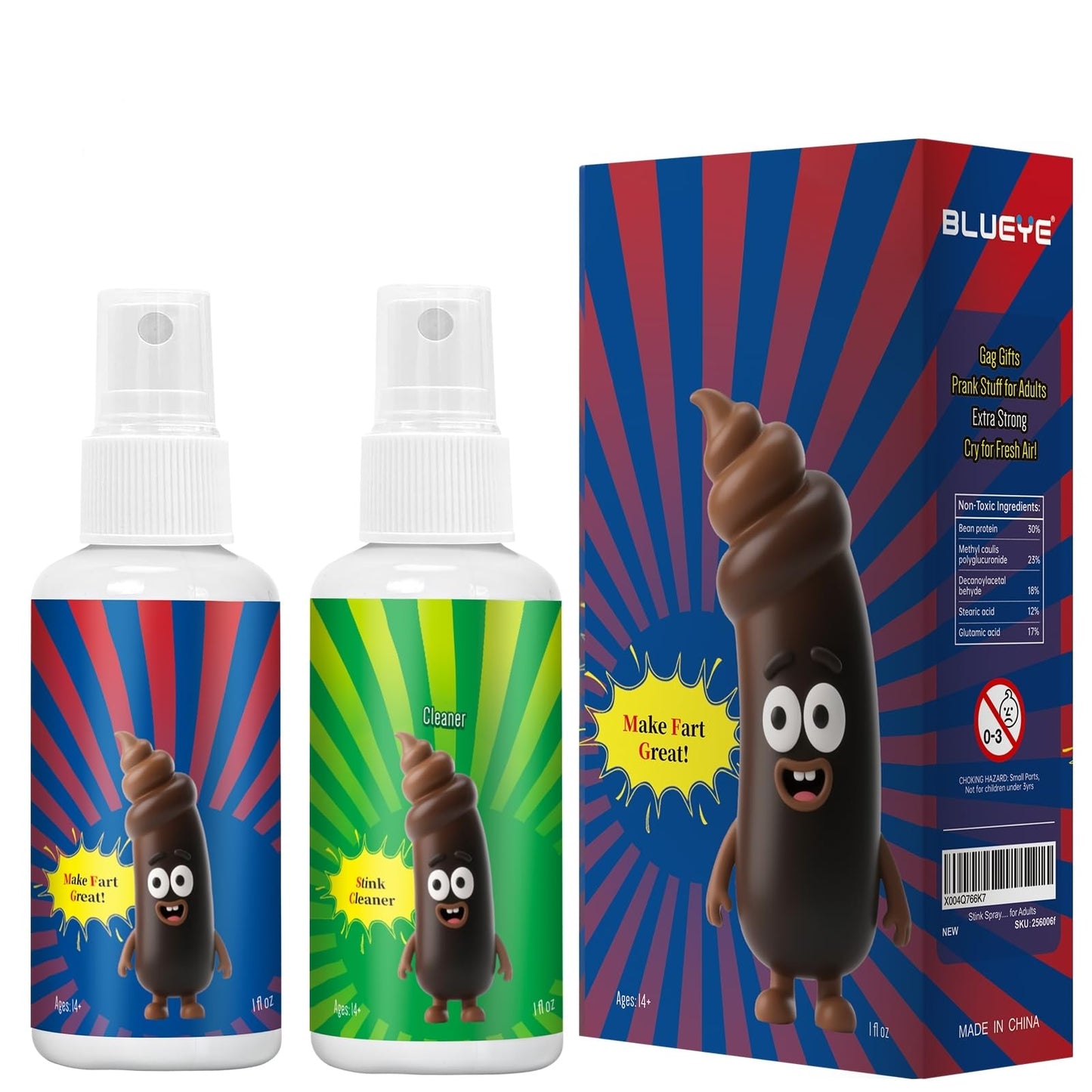 BLUEYE Stink Fart Spray Extra Strong – 2 Pack Prank Gift