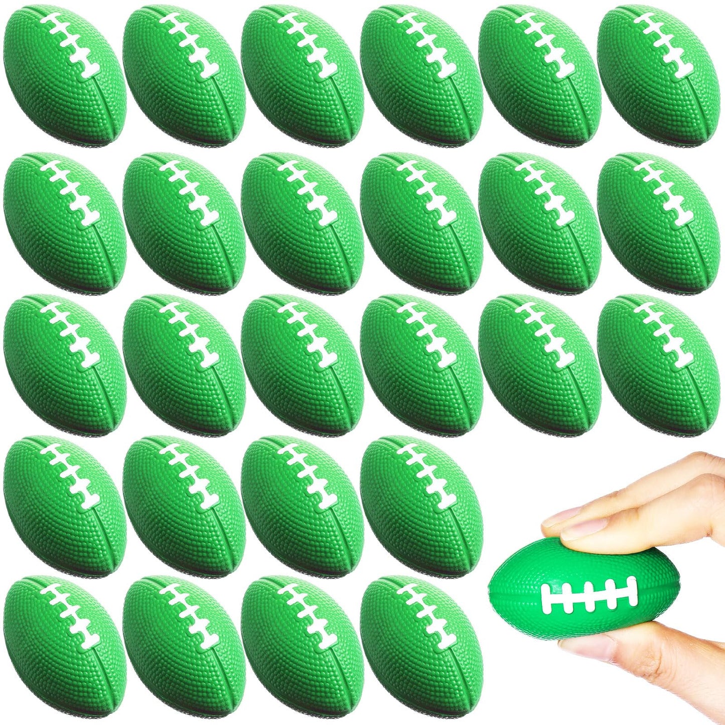 Blulu 30 Pack Mini Foam Footballs – Green, 2.17-Inch Foam Balls for Party Favors and Play