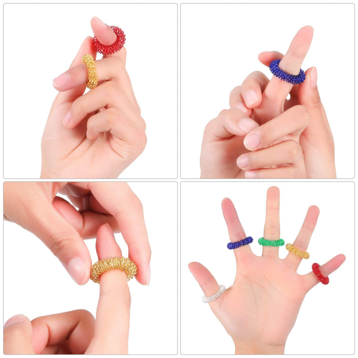 Blulu 50 Pcs Acupressure Fidget Rings — Spiky Finger Massagers for Stress Relief, Focus, and Sensory Play