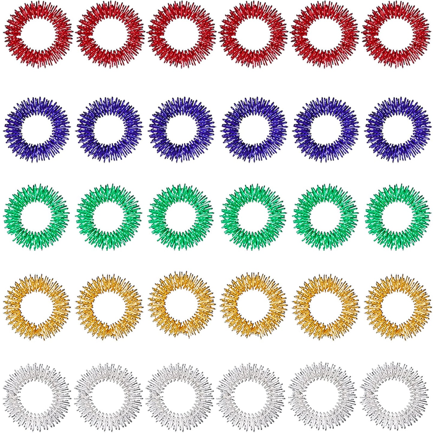 Blulu 30-Piece Acupressure Rings – Spiky Finger Fidget for Stress Relief