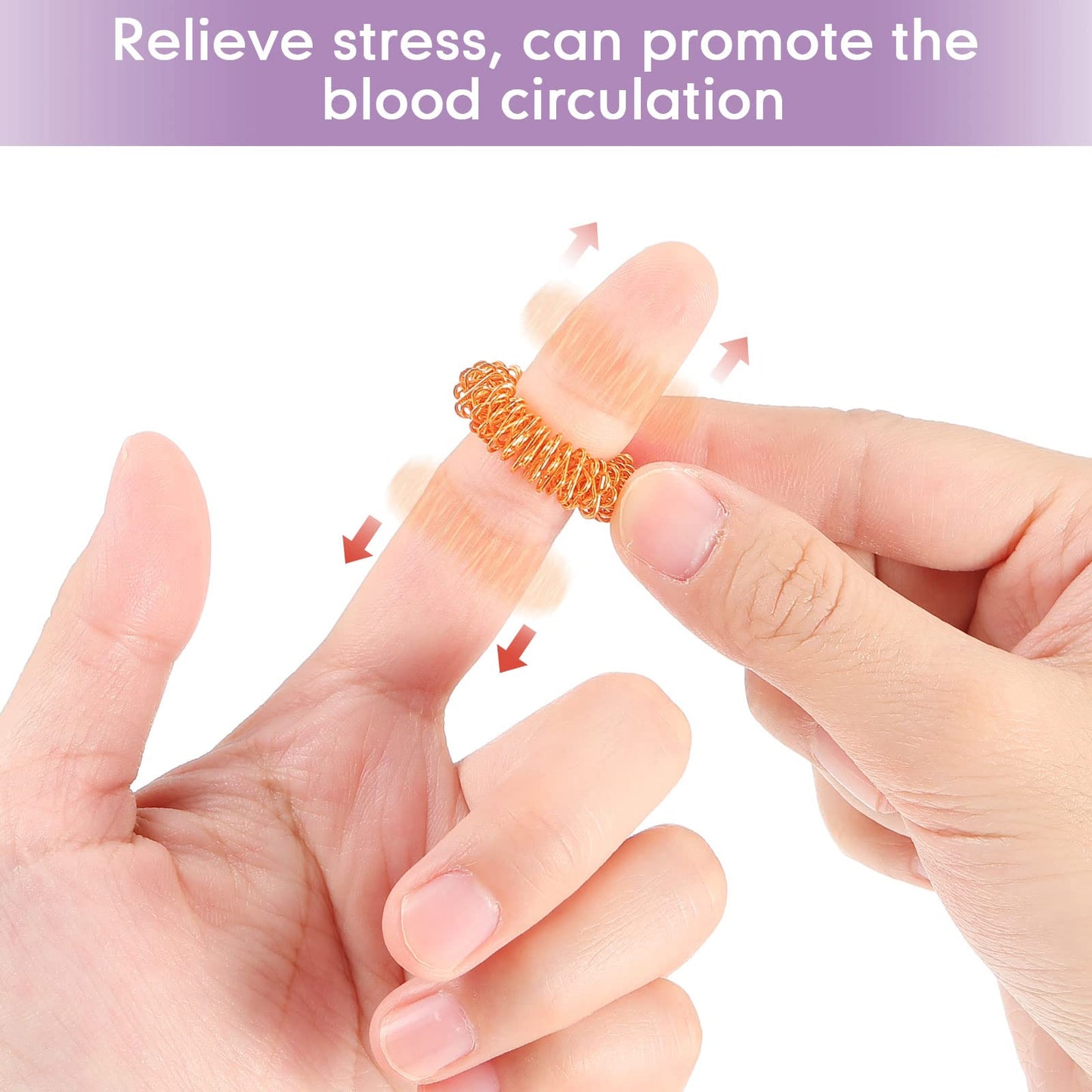 Blulu 30-Piece Acupressure Rings – Spiky Sensory Fidget Massagers (Pink, Orange, Purple) for Teens & Adults
