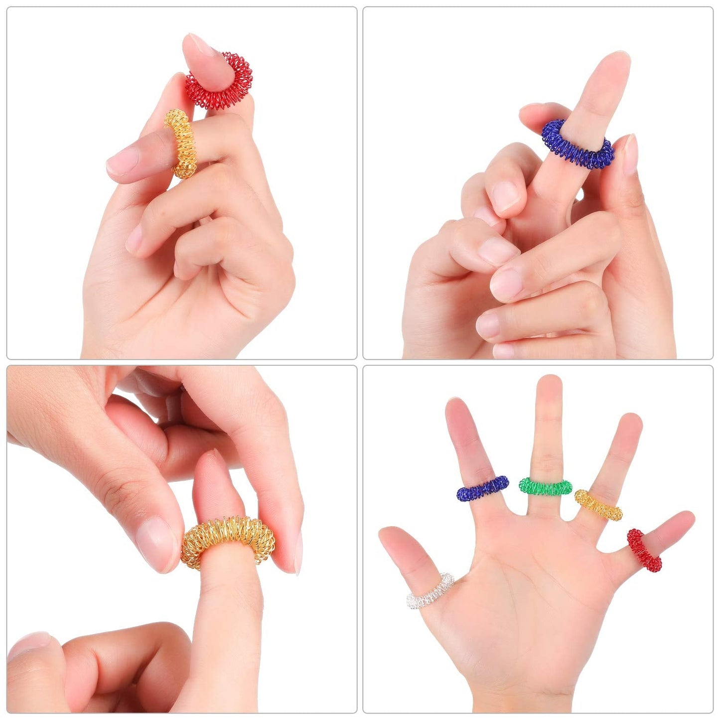 Blulu 30-Piece Acupressure Rings – Spiky Finger Fidget for Stress Relief