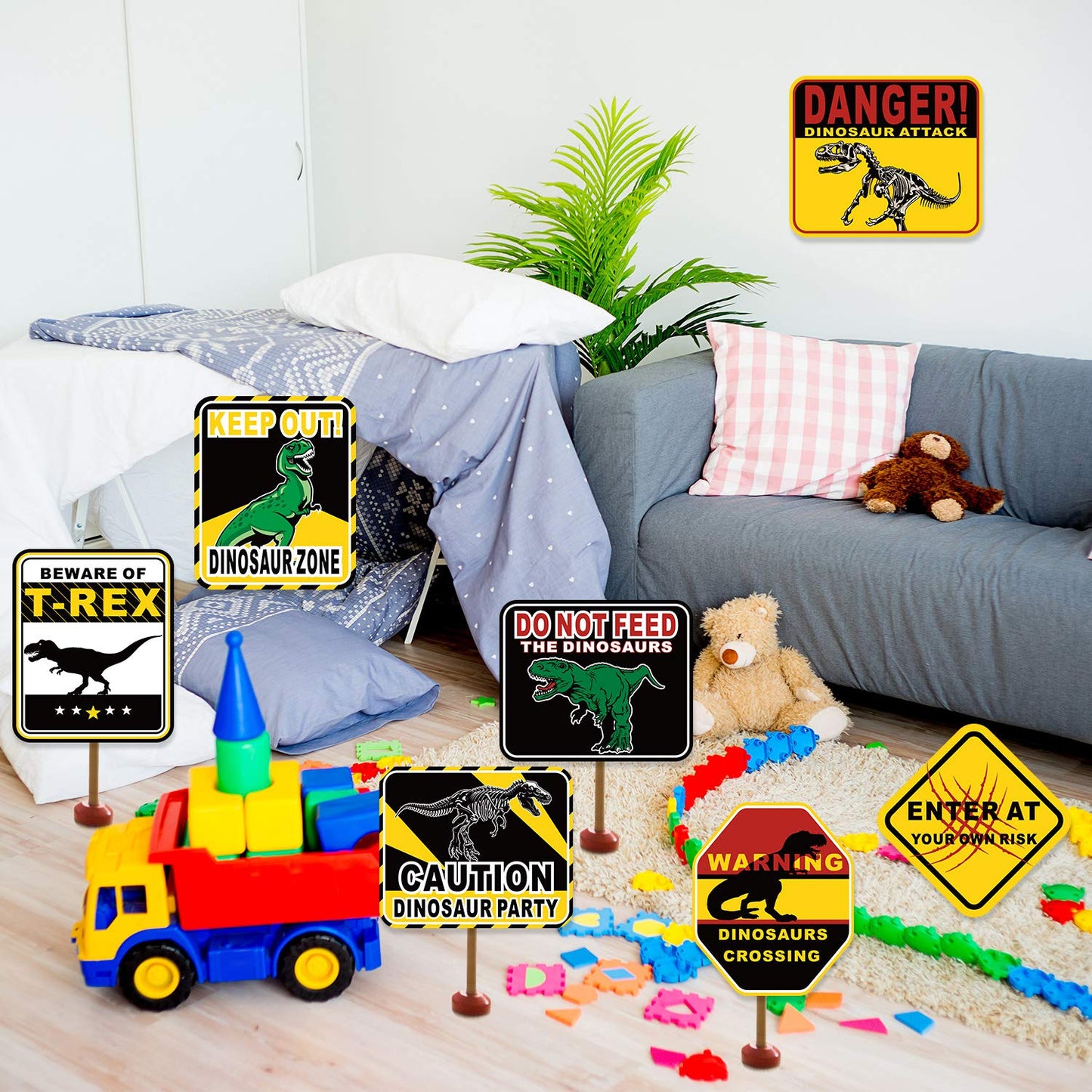 Blulu 9 Pcs Dinosaur Birthday Decoration – Jurassic Theme Wall Signs & Party Decor
