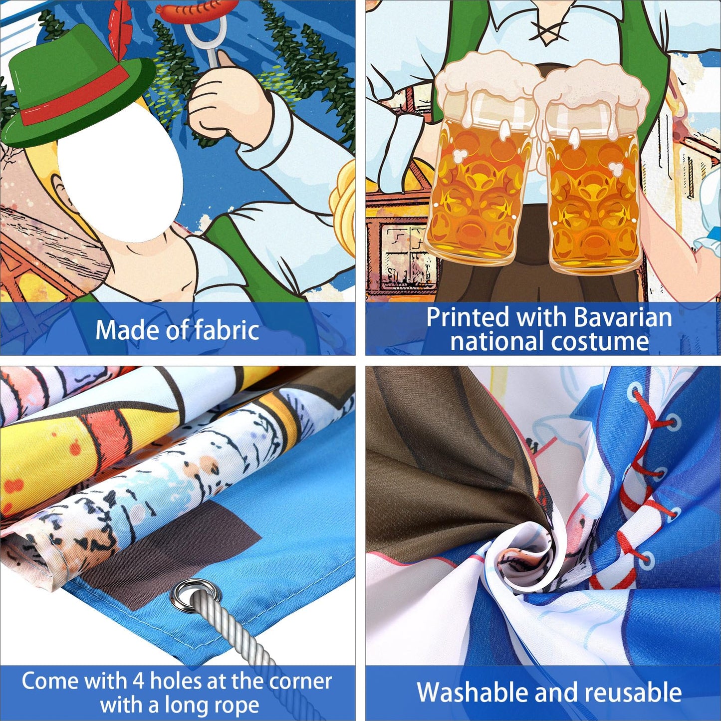 Blulu Oktoberfest Photo Prop Backdrop – Giant Fabric Photo Booth 6x3 ft for Bavarian Party
