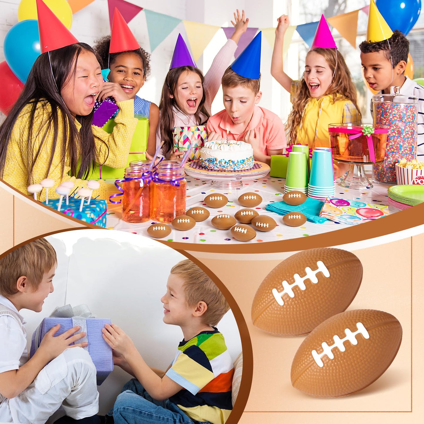 Blulu 50 Pack Mini Foam Footballs – 1.57-Inch Brown Foam Balls for Parties & Back-to-School