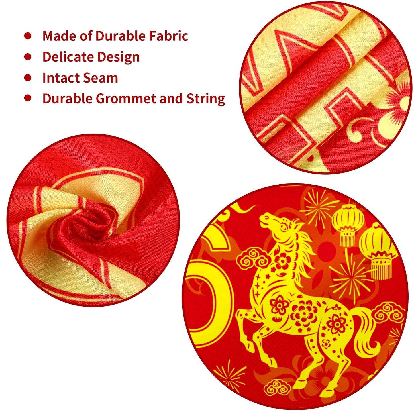 Blulu 4 Pcs Chinese New Year Decorations 2026 Year of the Horse – Welcome Porch Sign Set