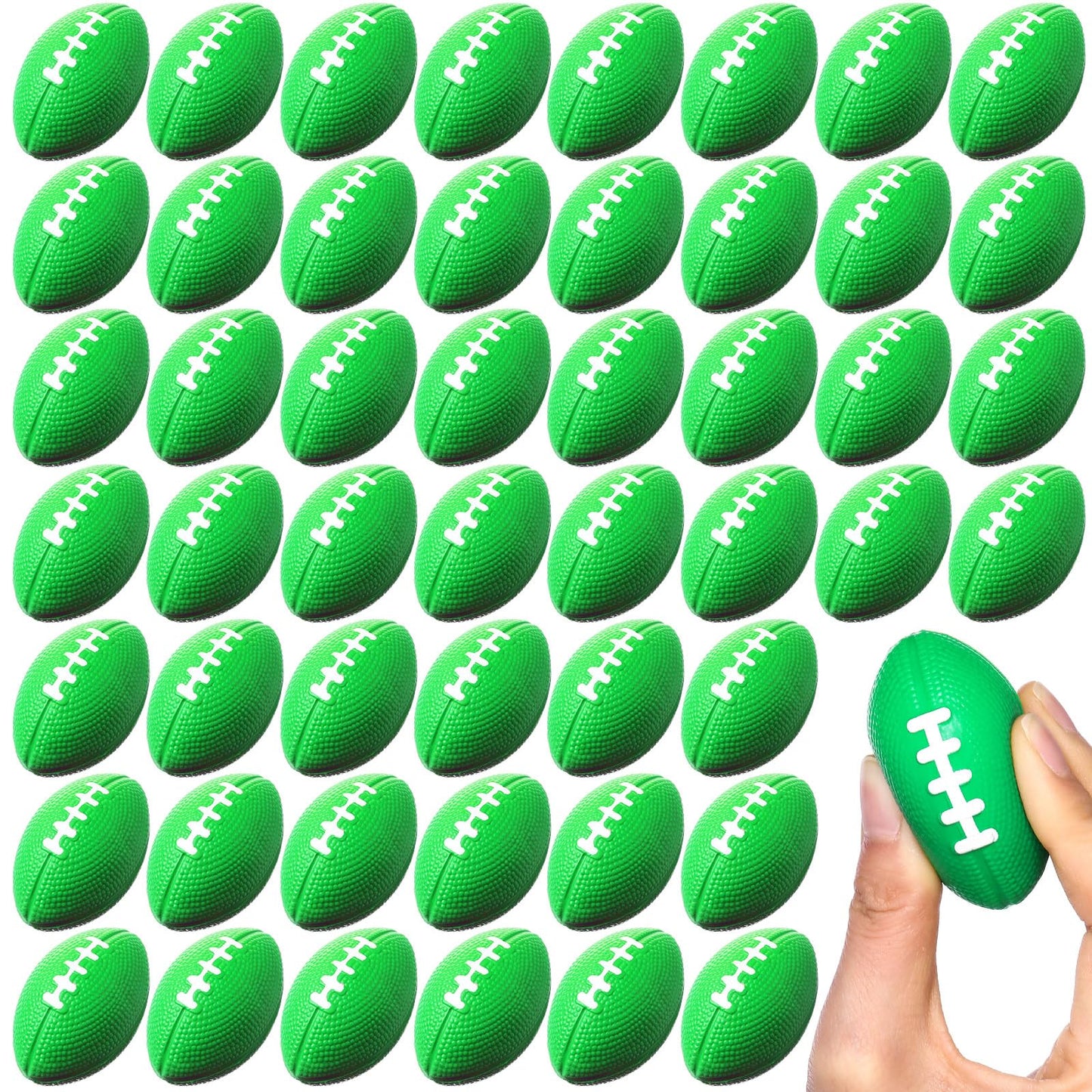 Blulu 50 Pack Mini Foam Footballs - 2.17-inch Green Foam Balls for Party Favors & Back-to-School