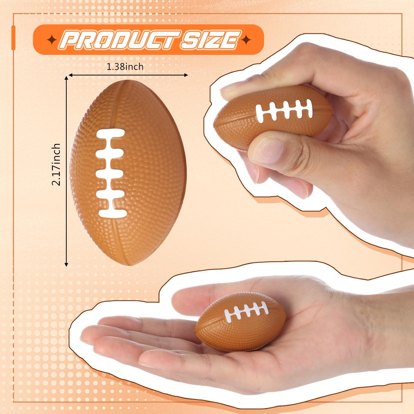 Blulu 50 Pack Mini Foam Footballs – 1.57-Inch Brown Foam Balls for Parties & Back-to-School