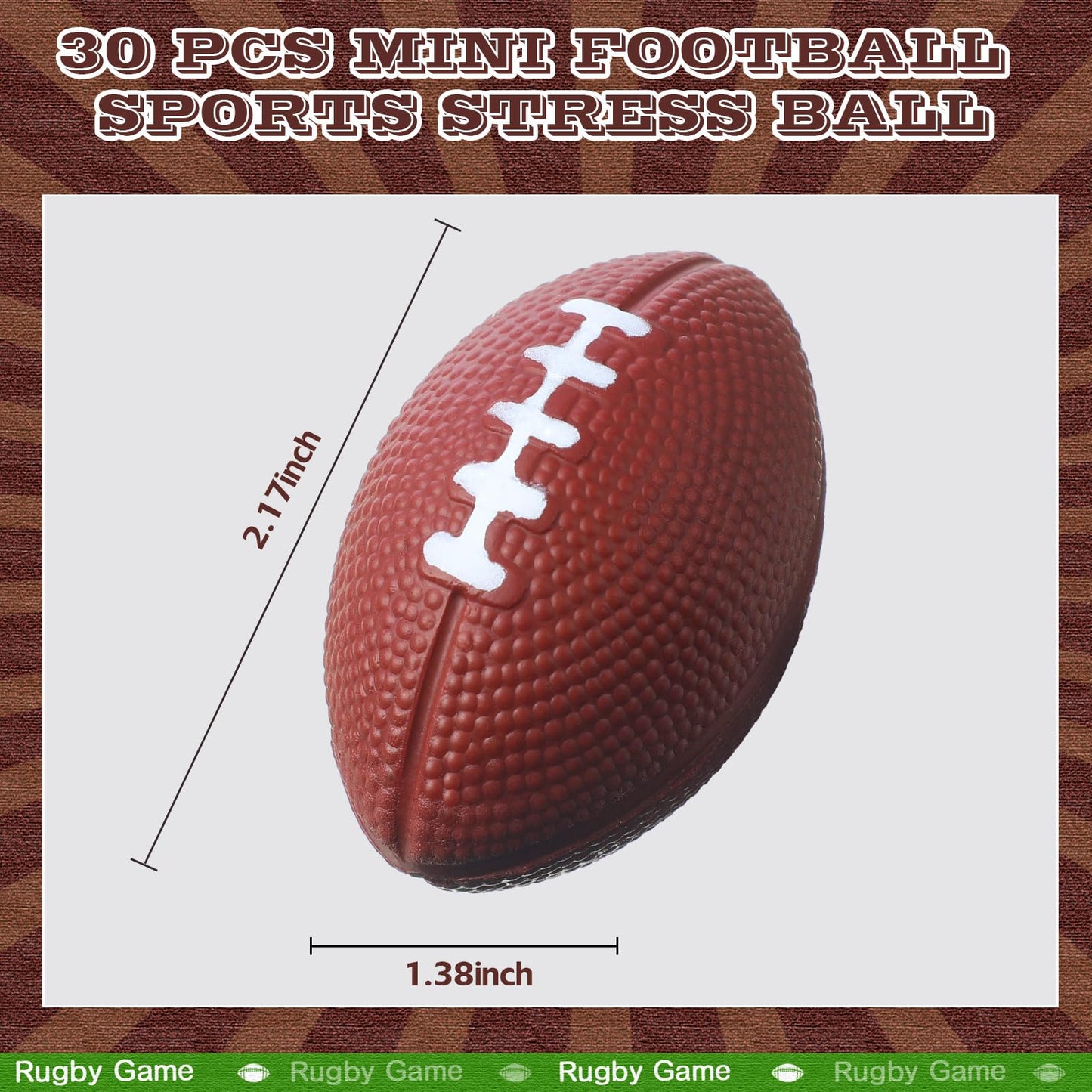 Blulu 30 Pack Mini Foam Footballs (2.17 inches) Dark Brown – Party Favors, Gifts & Fun Stress Balls