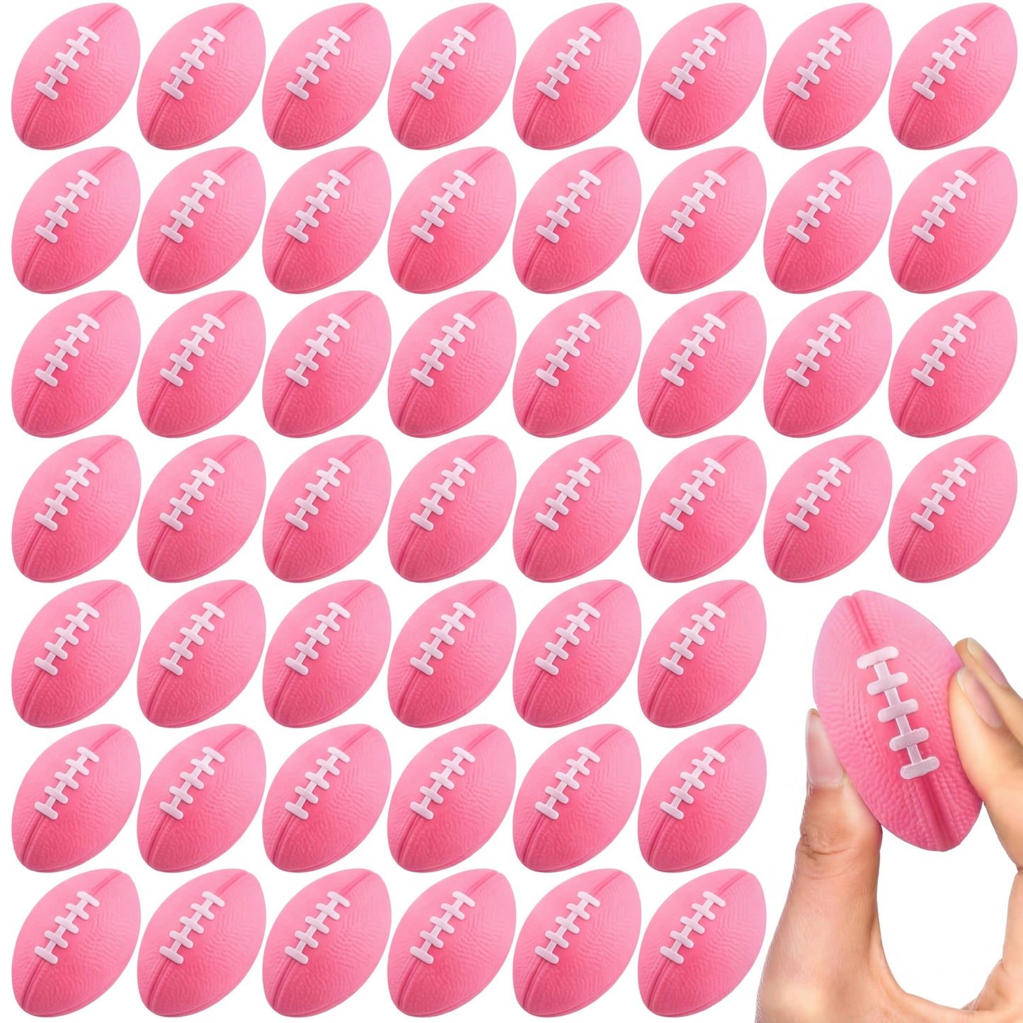 Blulu 50 Pack Mini Foam Footballs – Pink 2.17in Foam Balls for Party Favors