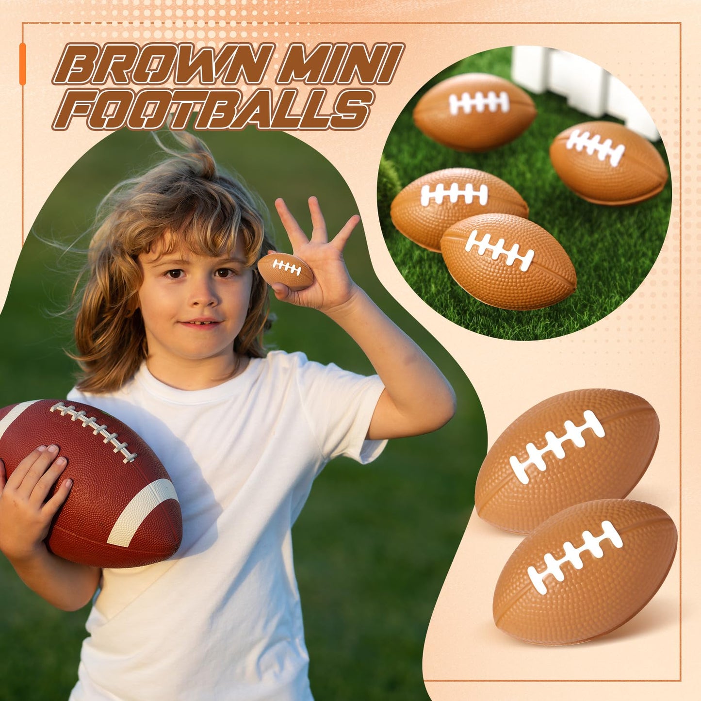 Blulu 30 Pack Mini Foam Footballs – 2.17-inch Stress Balls for Kids & Adults