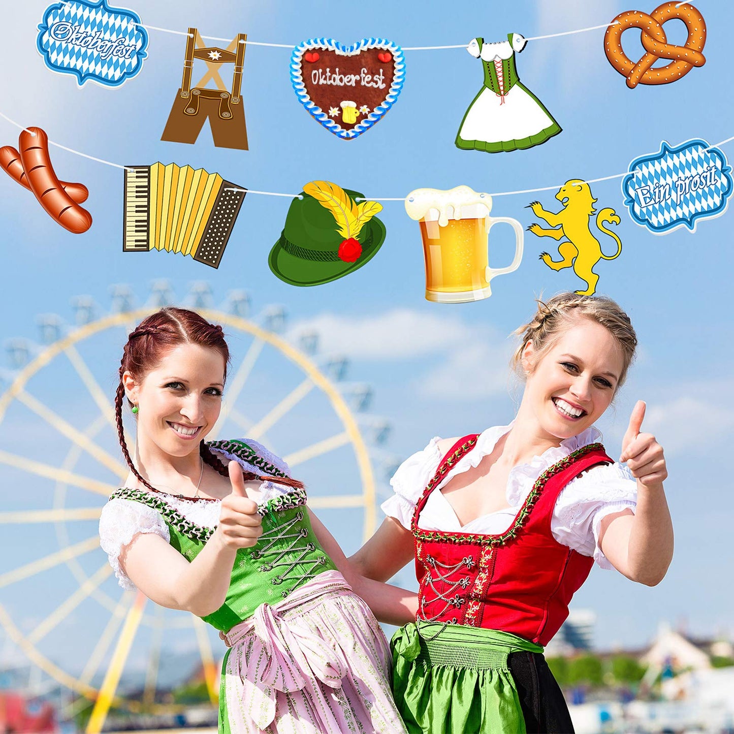 Blulu Oktoberfest Decoration Banner – Multicolor Bavarian Party Bunting, 13.78 x 7.09 in