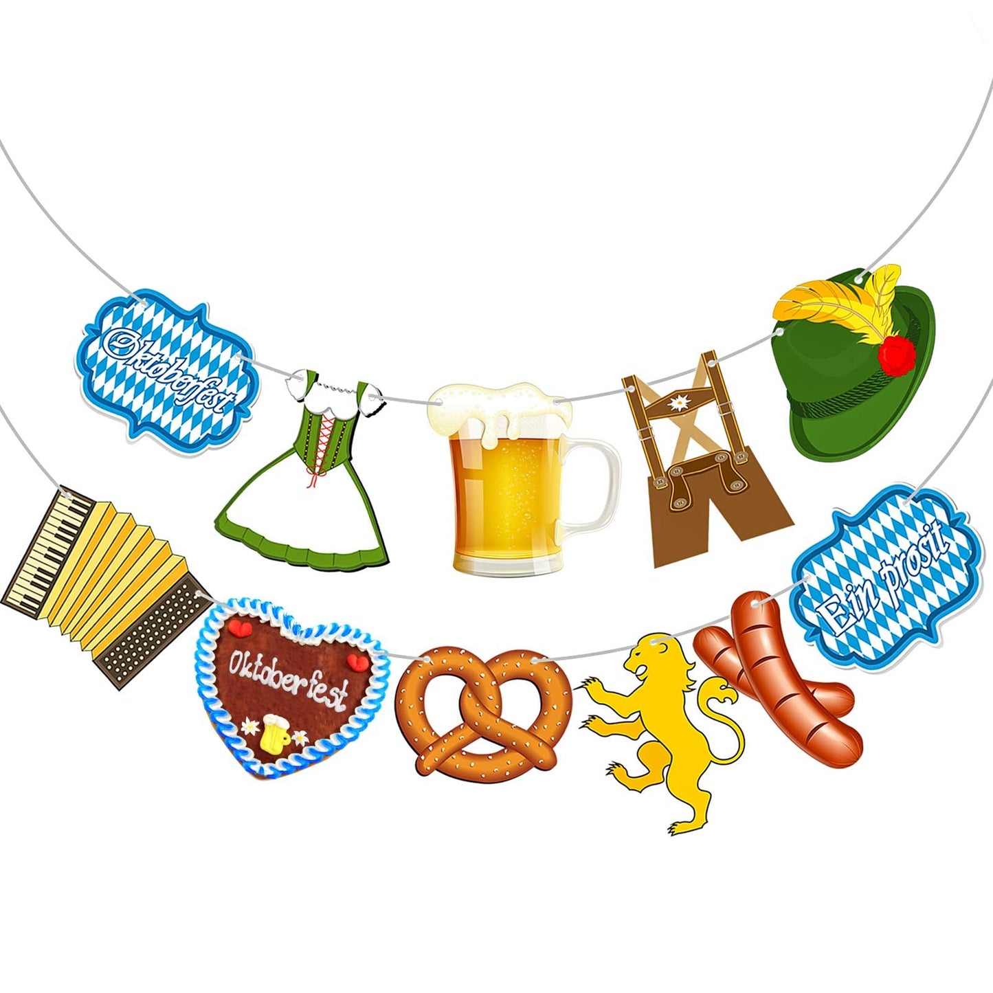 Blulu Oktoberfest Decoration Banner – Multicolor Bavarian Party Bunting, 13.78 x 7.09 in
