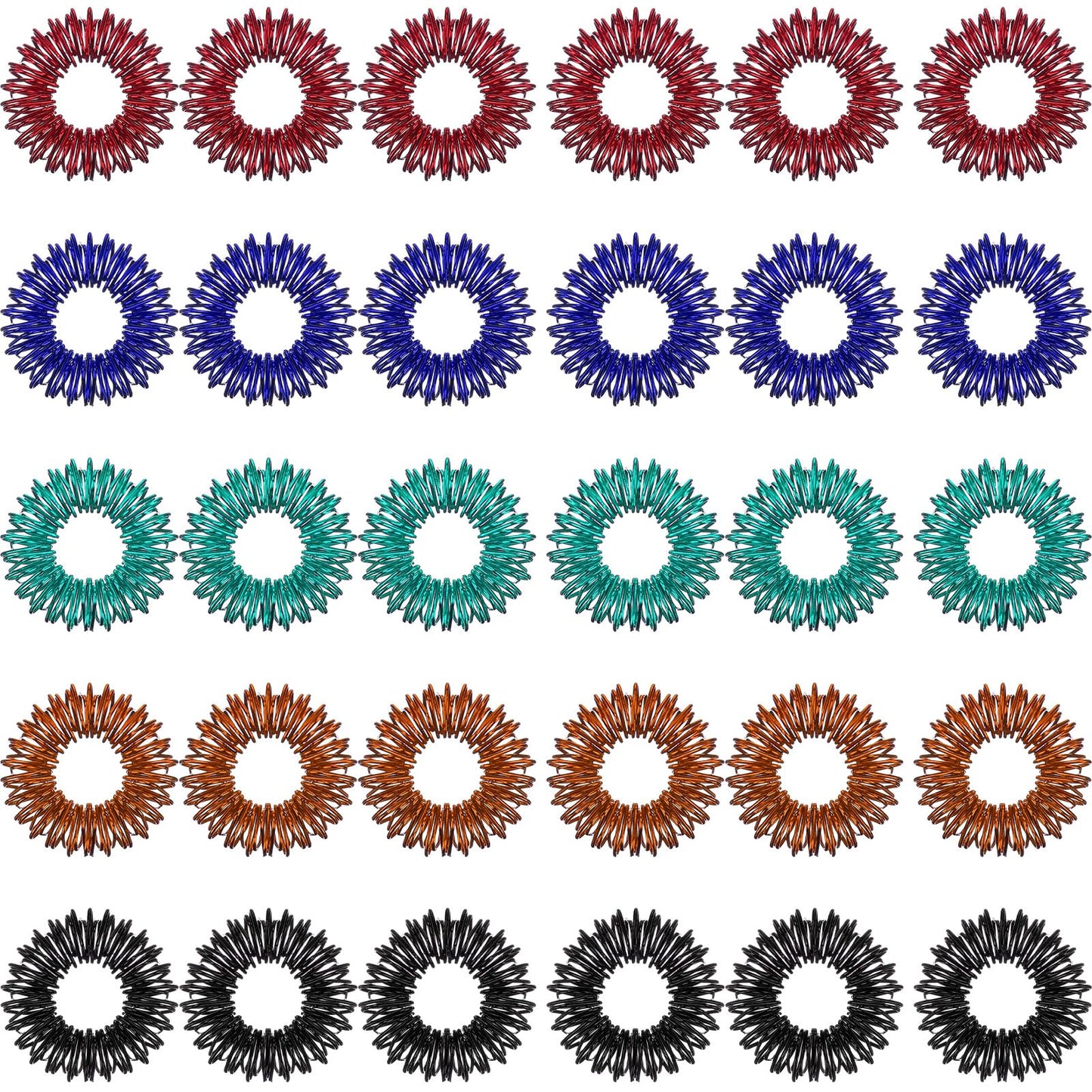 Blulu 30-Piece Acupressure Spiky Finger Rings – Stress Relief Fidget Massager