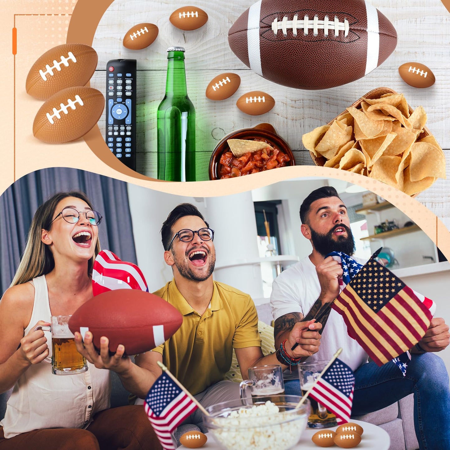 Blulu 50 Pack Mini Foam Footballs – 1.57-Inch Brown Foam Balls for Parties & Back-to-School
