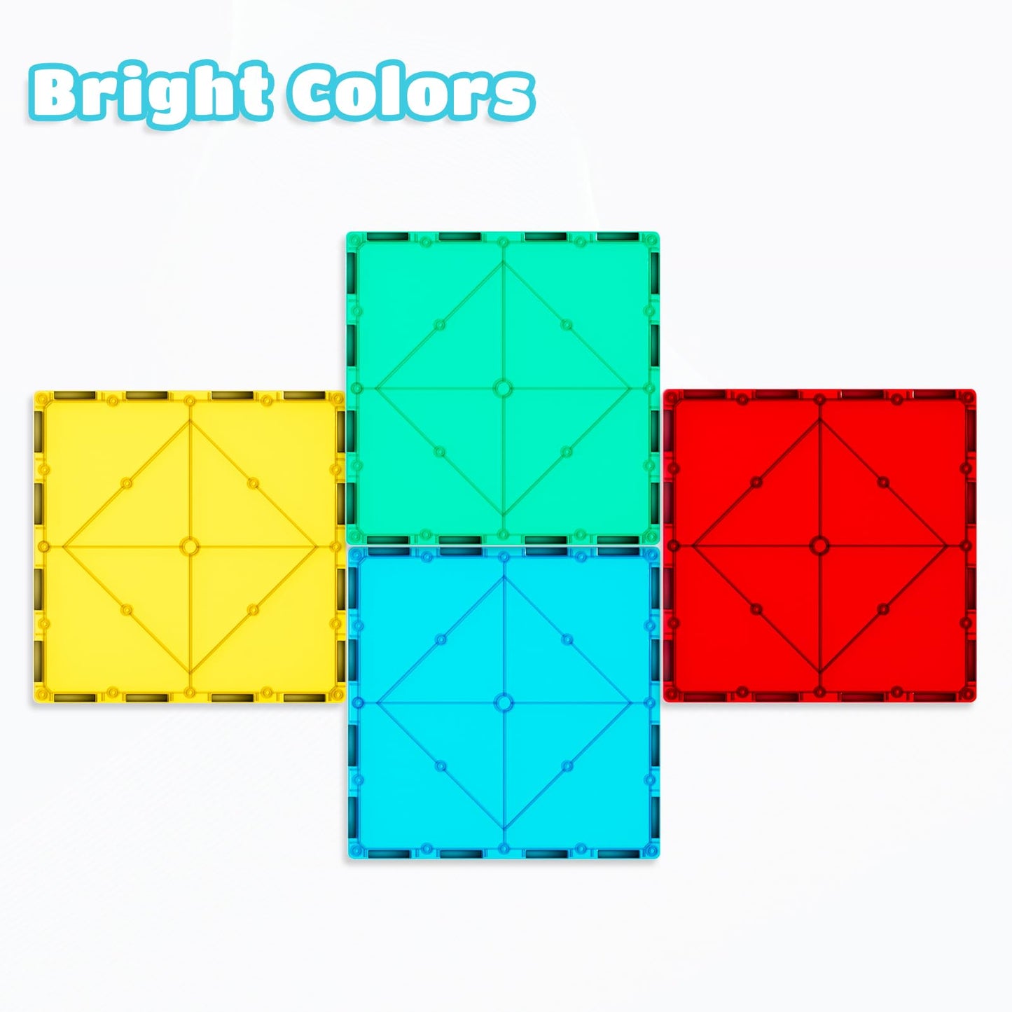 Bmag 4 Piece Magnetic Tiles Large Square – STEM Expansion Set for Kids | Educational Building Blocks