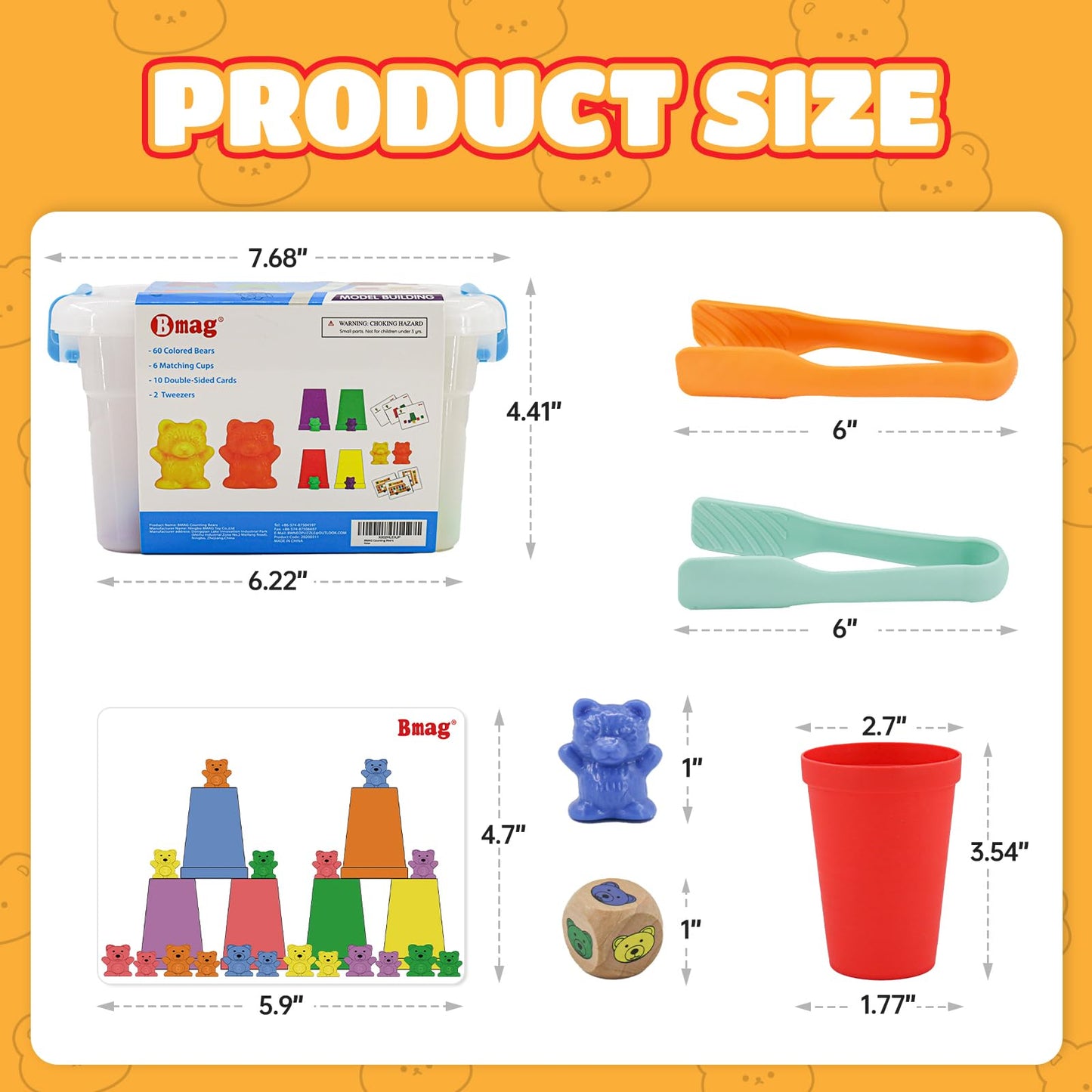 Bmag Counting Bears with Sorting Cups – Preschool Math & STEM Toy