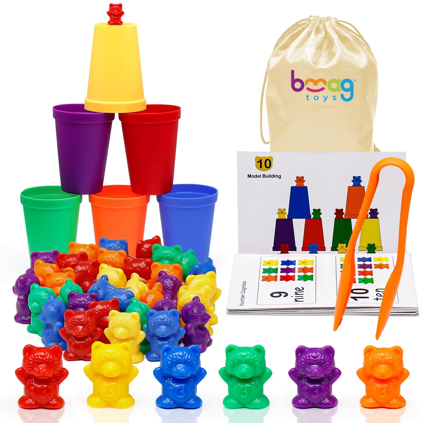 Bmag Counting Bears with Sorting Cups | Preschool STEM Toy for Ages 3–5