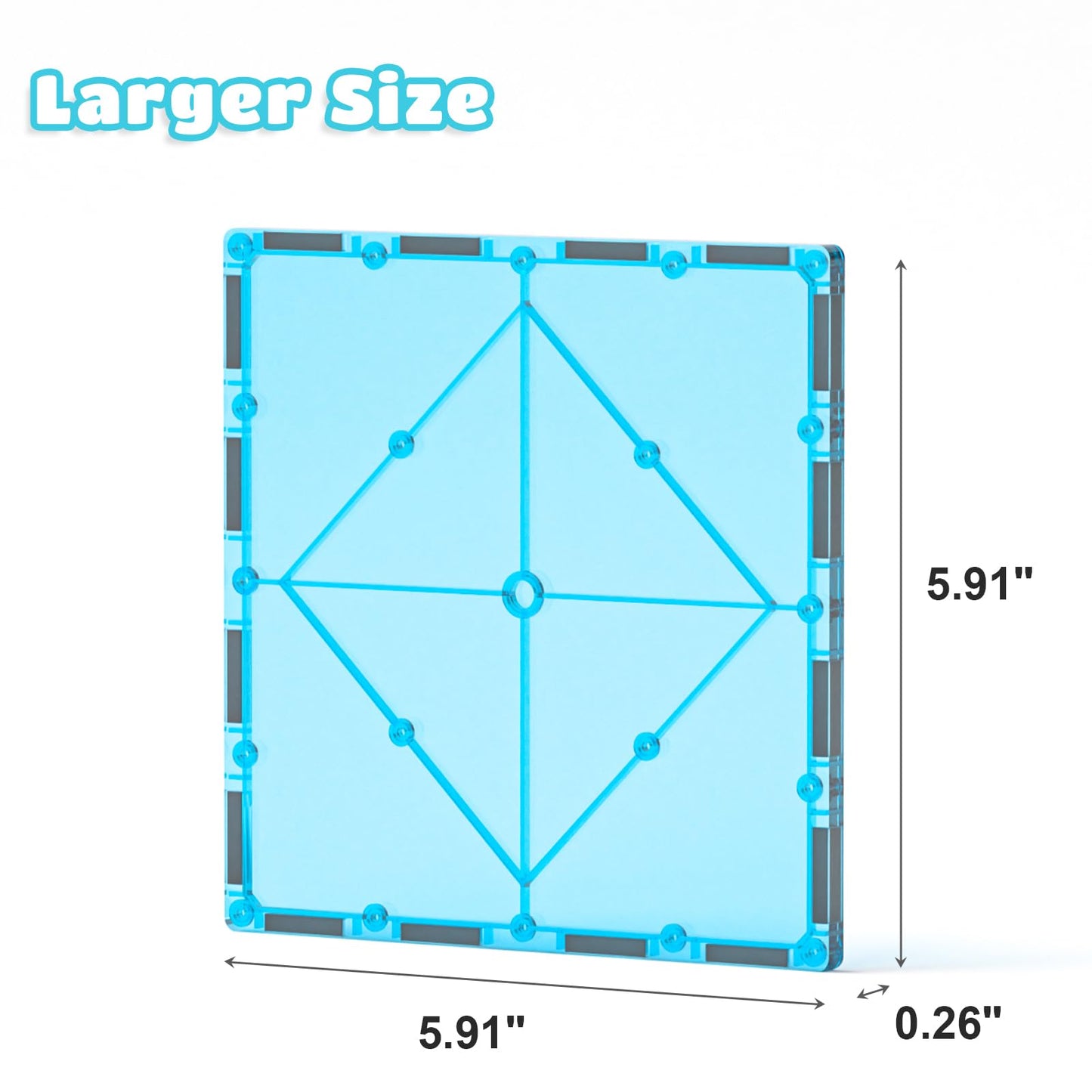Bmag 4 Piece Magnetic Tiles Large Square – STEM Expansion Set for Kids | Educational Building Blocks