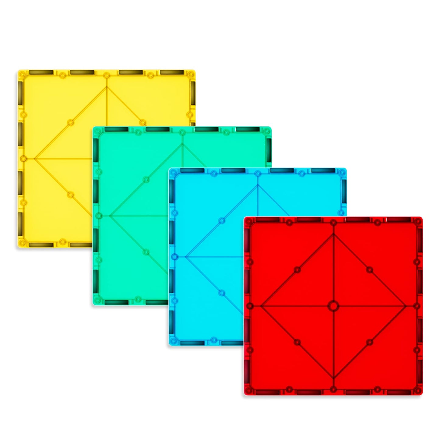 Bmag 4 Piece Magnetic Tiles Large Square – STEM Expansion Set for Kids | Educational Building Blocks