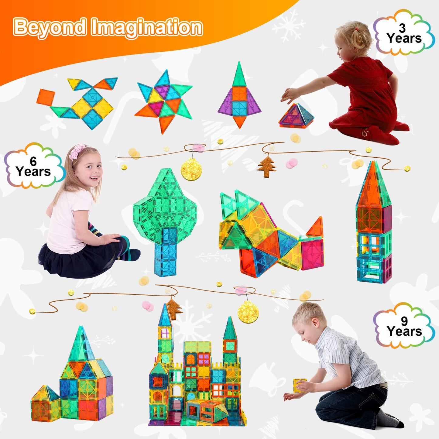 Bmag Magnetic Tiles 67 PCS – STEM Building Blocks for Toddlers, 3D Magnetic Tiles for Kids