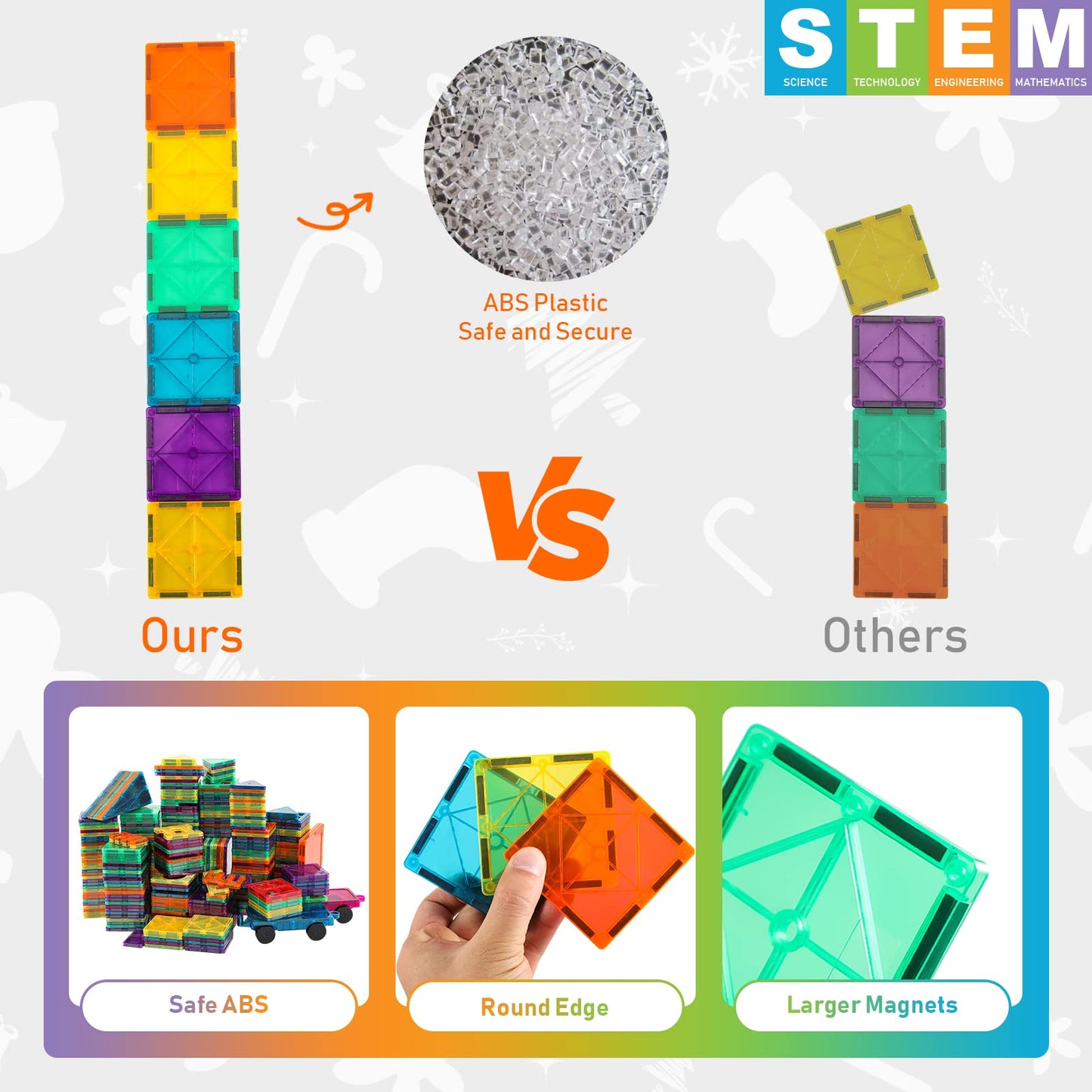 Bmag Magnetic Tiles 67 PCS – STEM Building Blocks for Toddlers, 3D Magnetic Tiles for Kids