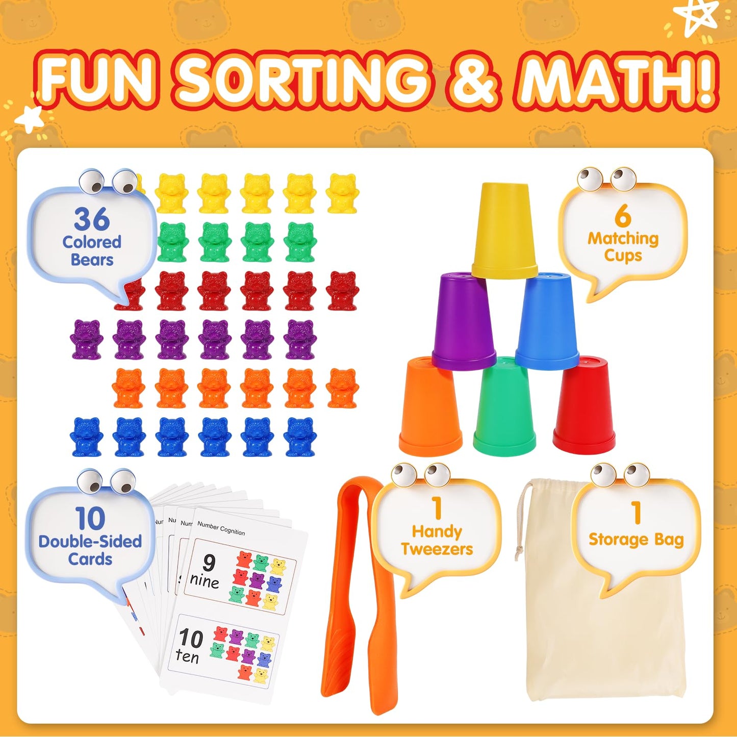 Bmag Counting Bears with Sorting Cups | Preschool STEM Toy for Ages 3–5