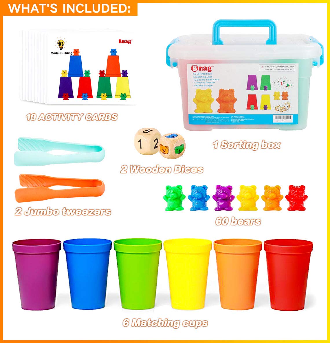 Bmag Counting Bears with Sorting Cups – Preschool Math & STEM Toy