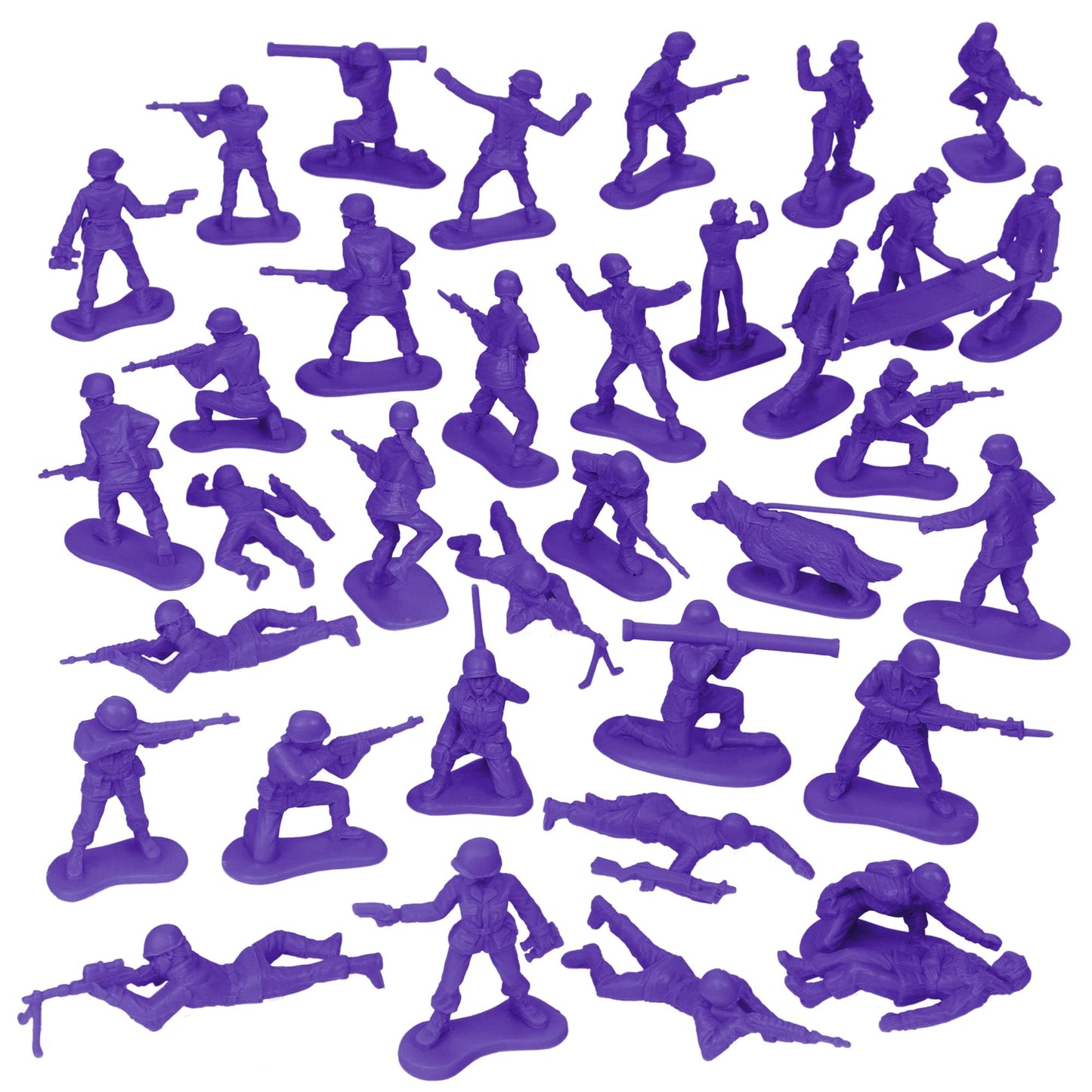 BMC Toys Plastic Army Women – 36 Purple Female Soldier Figures, Made in USA | 1:32 Scale