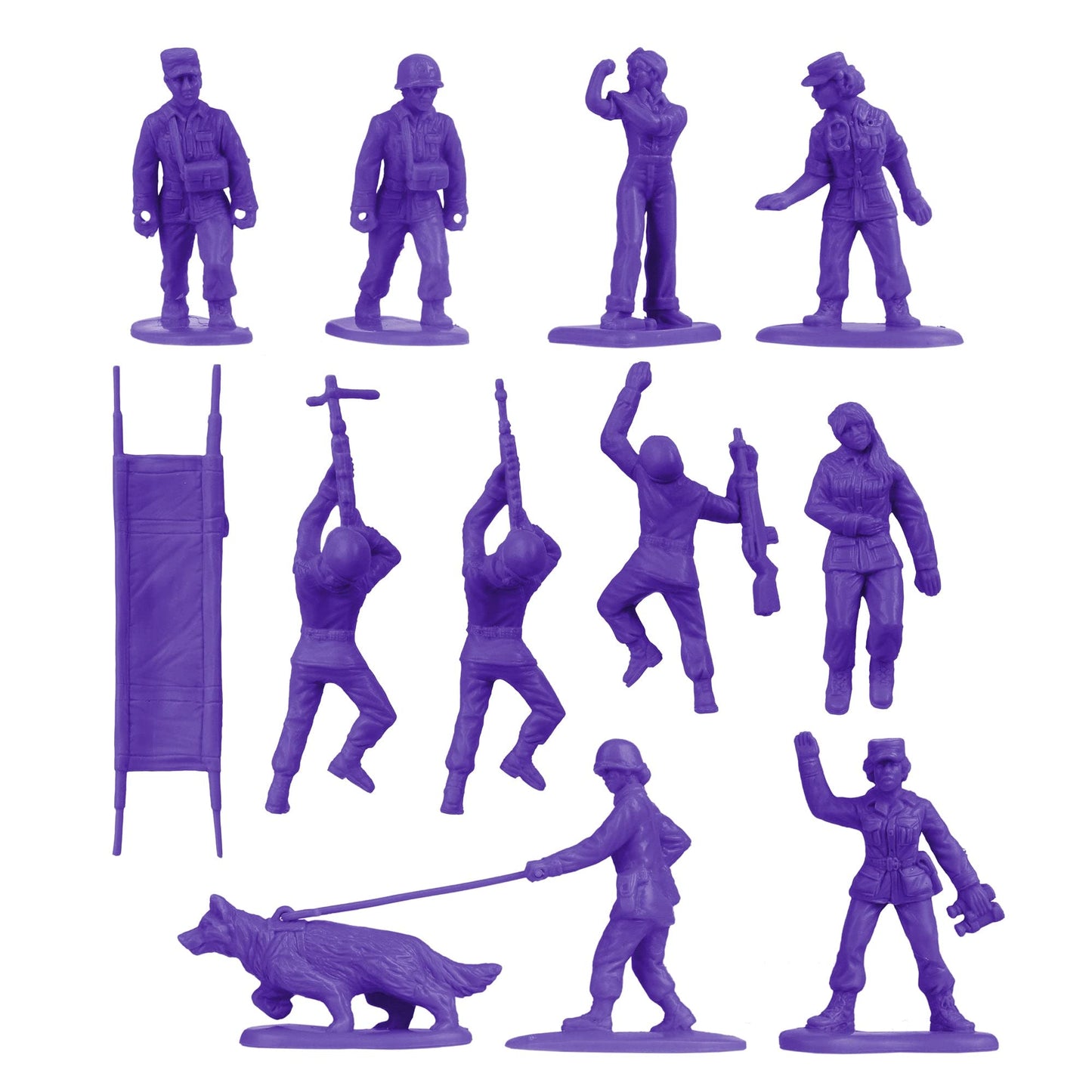 BMC Toys Plastic Army Women – 36 Purple Female Soldier Figures, Made in USA | 1:32 Scale