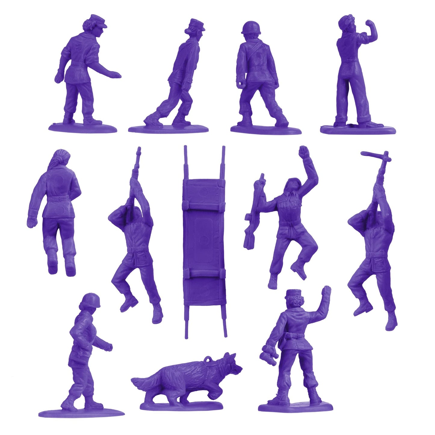 BMC Toys Plastic Army Women – 36 Purple Female Soldier Figures, Made in USA | 1:32 Scale