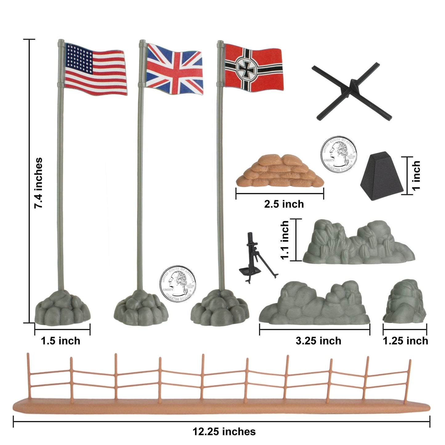 BMC Toys WW2 D-Day Invasion Playset – 114-Piece Boxed Army Men, 1:32 Scale