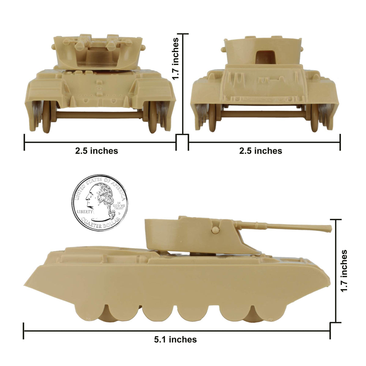 BMC Toys Classic Payton Anti-Aircraft Tanks – 4pc Tan & OD Green (1:48 Scale)